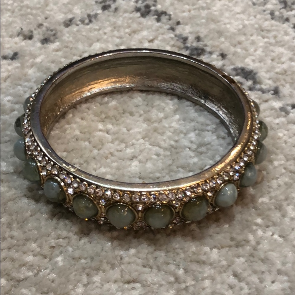 Gold and green stone bangle
